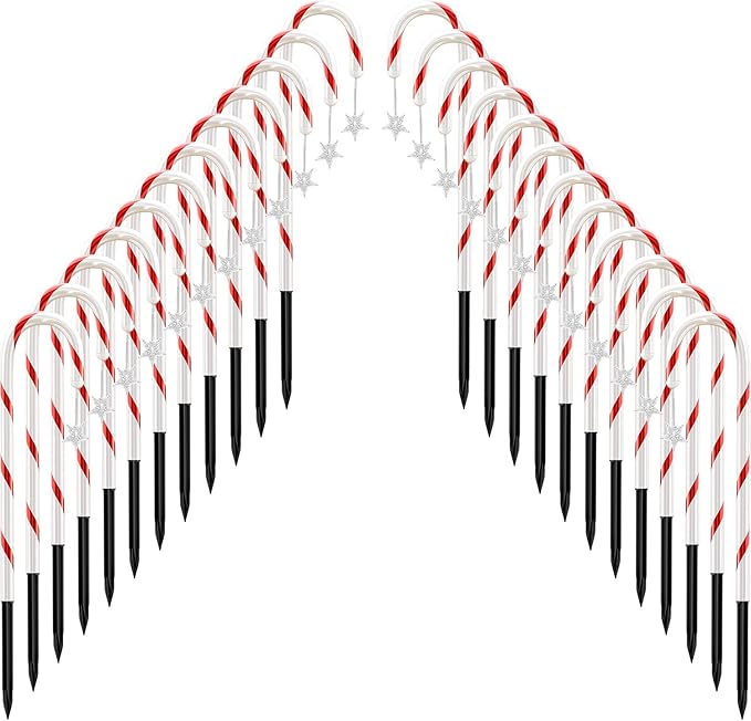 Anordsem Solar Christmas Decorations Outdoor: 21" Candy Cane Stake Lights 24 Pack - Waterproof LED 8 Colorful Lighting Models for Yard Garden Pathway Xmas Decor - 2026 New Year Gifts for Homeowners