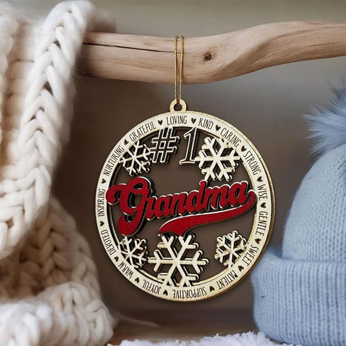 #1 Grandpa Christmas Ornament – Wooden Christmas Tree Hanging Decoration – Best Grandpa Gift, Rustic Holiday Ornament, Stocking Stuffer for Grandfather, Family Keepsake