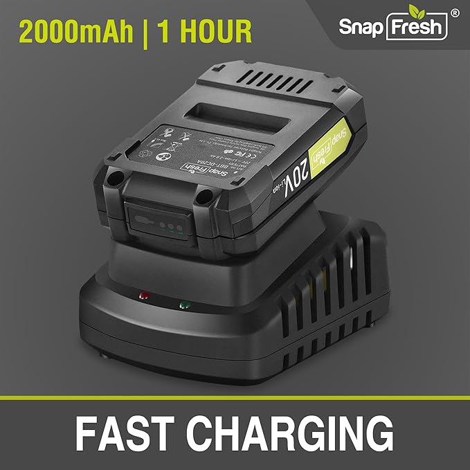 SnapFresh 20V Cordless Electric Leaf Blower - Lightweight with 2.0Ah Battery & Fast Charger, 2 Speed Modes for Lawn, Patio, Yard & Sidewalk Care