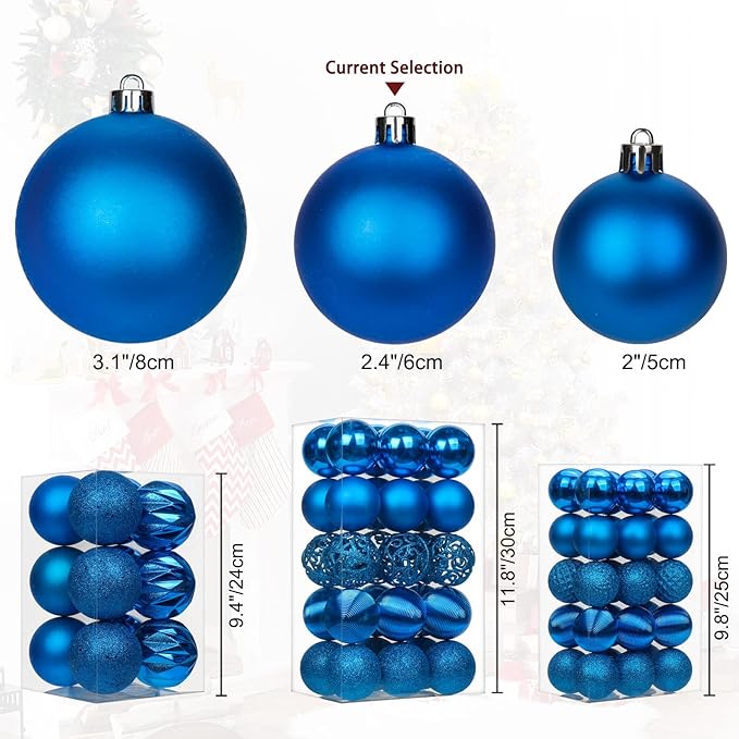 30PCS 2.36" Christmas Ball Ornaments Shatterproof Blue Christmas Tree Decorations Xmas Tree Balls Halloween Ornaments Décor