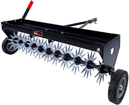 Brinly SAT2-40BH-P Tow Behind Spike Aerator with Transport Wheels, 40 - Carbon