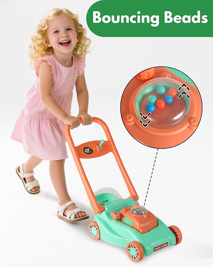 Kids Lawn Mower with Realistic Grass-Cutting Action and Sounds – No Batteries Required | Fun Outdoor Push Toy, Birthday Gift & Holiday Present for 3, 4, 5, 6, 7, 8 Year Old Boys and Girls (Green)