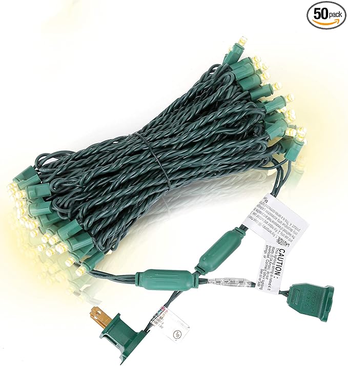 Christmas Lights Warm White 50 Counts, Christmas Lights Outdoor Warm White Commercial Grade Waterproof IP65, 25Ft 5mm Outdoor Mini LED, Xmas for Tree
