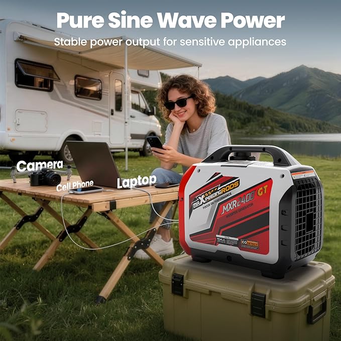 maXpeedingrods 2400 Watt Portable Inverter Generator Gas Powered, Bluetooth? App Remote Data Monitor,Only 33lbs, Compact and Lightweight for Outdoor Camping, Home Use