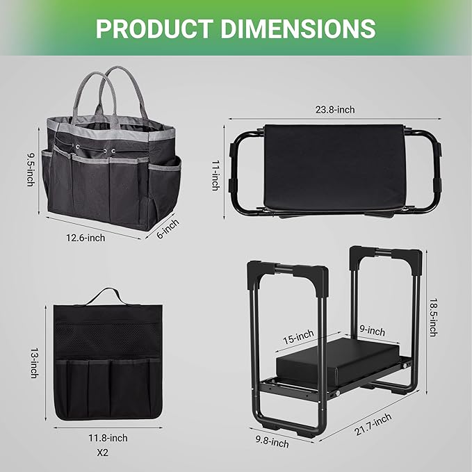 Walensee Garden Kneeler and Seat ? Foldable Heavy Duty Garden Stool with Soft Leather Kneeling Pad, Removable Tool Pouch, Sturdy Steel Frame, No Assembly, Ideal Gardening Gift for Women & Men