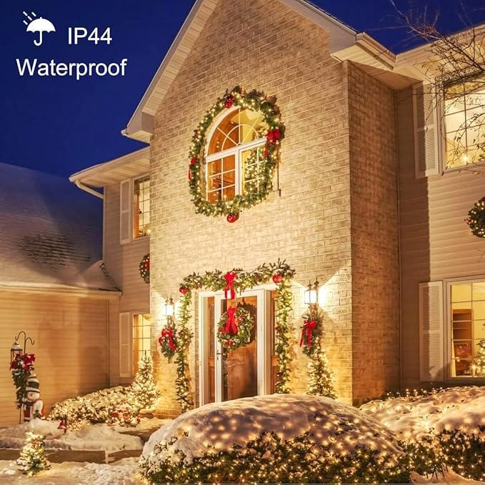 Toodour Christmas Lights Outdoor, 213ft 600 LED String Lights, Timer, Waterproof 8 Modes Outdoor Christmas String Light - Twinkle Light for Tree Home Garden Yard Wedding Party Xmas Decor(Warm White)