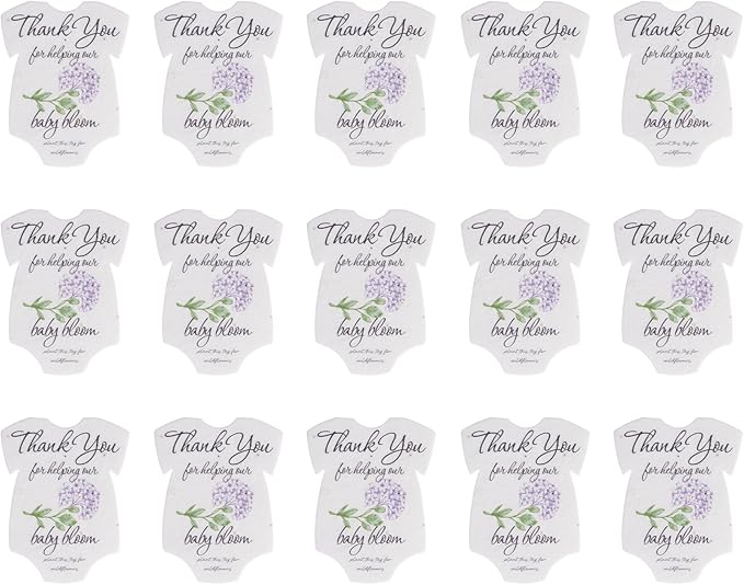 Onesie Seed Paper – 15Pcs Hydrangea Baby Shower Favors for Guests with Wildflower Seeds, Writable & Plantable, Baby Shower Gifts for Guest