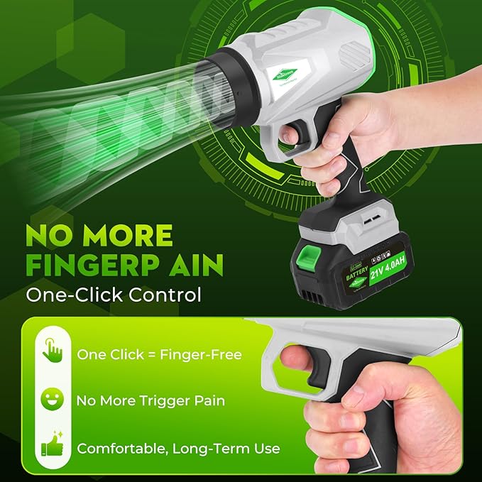 Leaf Blower Cordless with Battery and Charger,1000,000 RPM, 395CFM 1000G Power, Lightweight Handheld Design, Extended Nozzle,Blower for Patio Cleaning,Car Blowing Water, Blowing Leaves and Dust