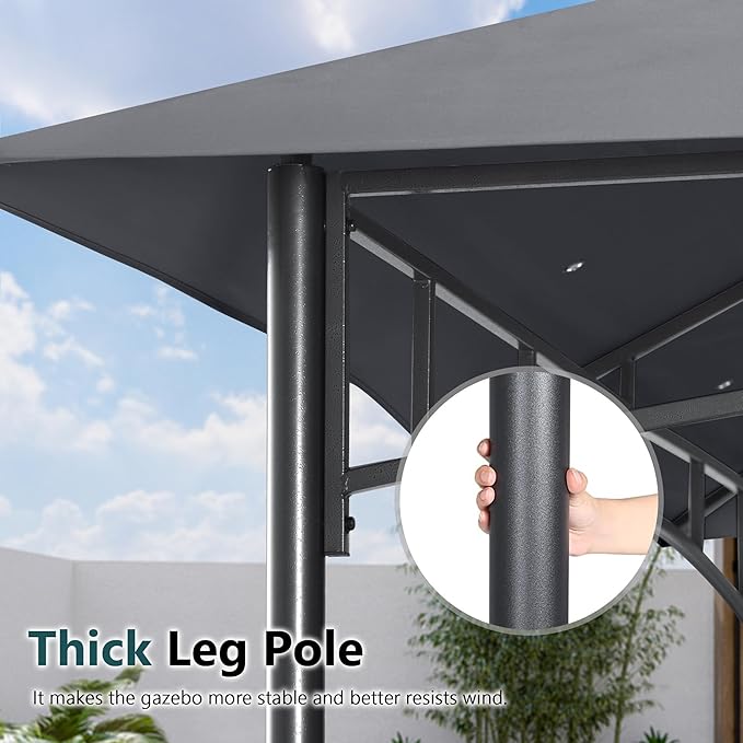 MASTERCANOPY Outdoor Garden Gazebo for Patios with Stable Steel Frame and Netting Walls (10x12,Dark Gray)