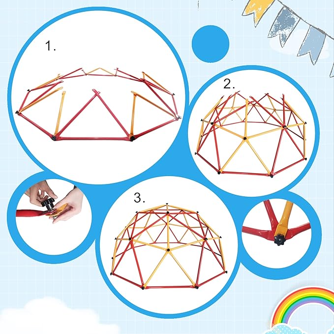 7FT Outdoor Climbing Dome, Jungle Gym for Kids Ages 4-8, Geometric Toddler Dome Climber Supporting 500 Lbs, Playground Set for Backyard, Toddler Climbing Dome, Easy Assembly