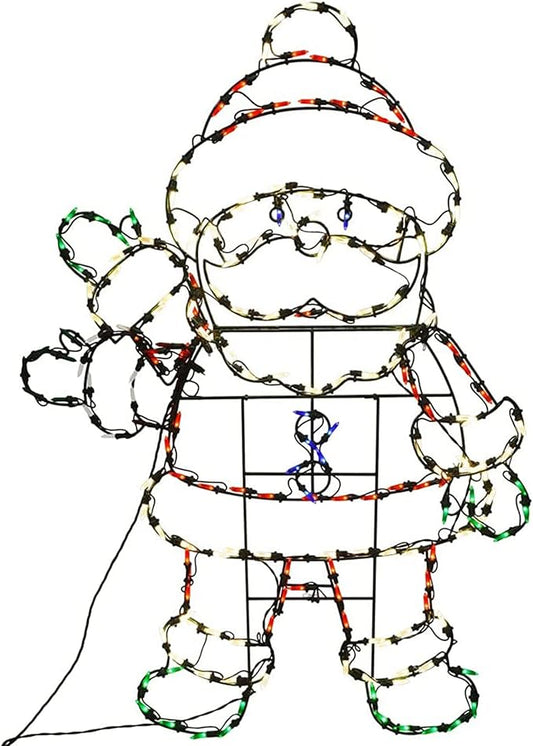 PRODUCTWORKS Pro-Line 48 Inch Waving Santa Indoor/Outdoor Christmas Yard Decoration, 200 Animated LED Multi-Color Lights