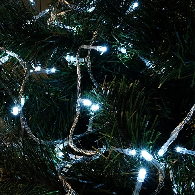 kemooie 500 LED White Christmas Lights, 164 FT 8 Lighting Modes Christmas Fairy Lights, Plug in Waterproof Extra Long Fairy Light for Outdoor Birthday Wedding Party Garden Balcony Decoration (White)