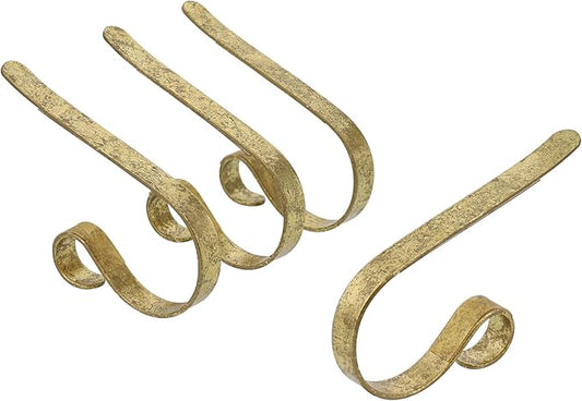 Haute Decor The Original MantleClip Stocking Holder- 4 Pack (Gold Foil) - Hang Christmas Stockings Safely and Securely from Mantels Up to 3 Inches Thick
