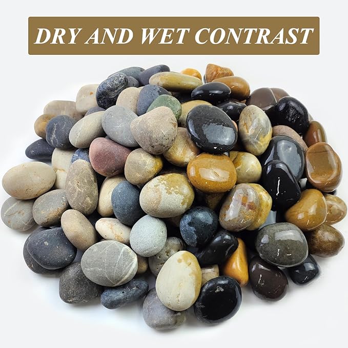 5 lbs Natural Aquarium Rocks, 2-3 Inch Large Pebbles.Decorative River Rocks for Plants, Fish Tank, Garden, Paving, Fountain, Walkways and Outdoor Landscaping