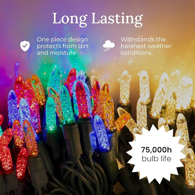 Pro Christmas M5 LED Christmas Lights - 100 Count Mini 5mm String Lights - Professional Grade Indoor/Outdoor Commercial Holiday Light Set for Trees, Bushes, & Décor - Red