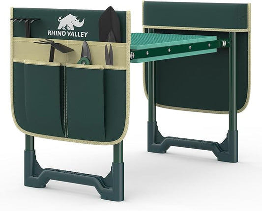Garden Kneeler and Seat, Heavy Duty 2 in 1 Gardening Stool with 2 Tool Side Bags, Foldable Gardening Bench to Relieve Knee & Back Pain, Garden Chair Gifts for Women, Seniors