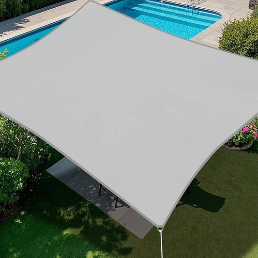 E&K Sunrise 7' x 18' Waterproof Sun Shade Sail Outdoor Rectangle Canopy Shade Cover UV Block for Pergola Patio Backyard Garden Deck (Light Gray)