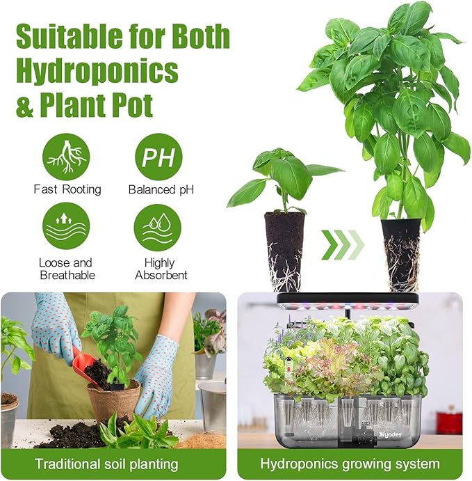 12-Pod Gourmet Herb Seed Kit Compatible with All Hydroponics, Hydroponic Growing Kit with Seeds & Grow Sponges – Indoor Garden Starter Set for Fresh Herbs & Vegetables (Basil)