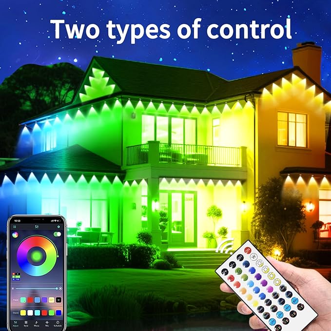 100ft Permanent Outdoor Light, RGB Smart Outdoor eave Lights with APP & Remote Control,timed Music synchronisation IP67 Waterproof LED eave Light,Suitable for Party,Halloween,Christmas,Rooftop,Garden