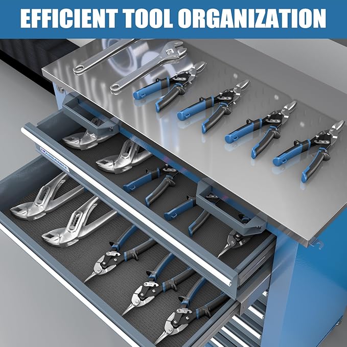 LARBANKE 7-Drawer Rolling Tool Chest with Stainless Steel Countertop,Tool Chest with Secure Locking System,Tool Cabinet with 360¡ÆWheels and Padded Feet,for Home, Garage and Office