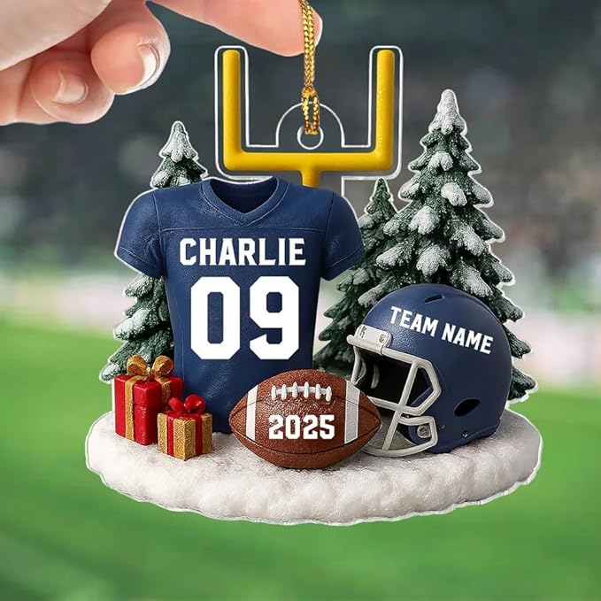 Personalized Football Christmas Ornament, Football Ornament, Footballs Ornaments Christmas Tree Hanging Ornaments Tree Decorations, Proud American Footballs Player Uniform /5