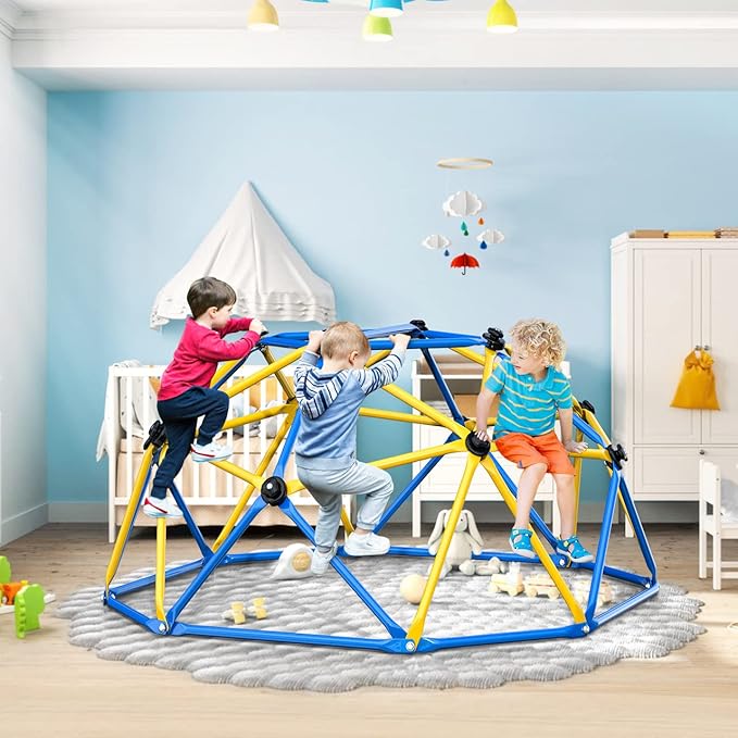 GIKPAL Climbing Dome, Upgraded 6FT Geometric Dome Climber with Climbing Grip for Kids Indoor Outdoor Play Equipment, Supports 600LBS Jungle Gym Playground Backyard Play Centre, Easy Assembly