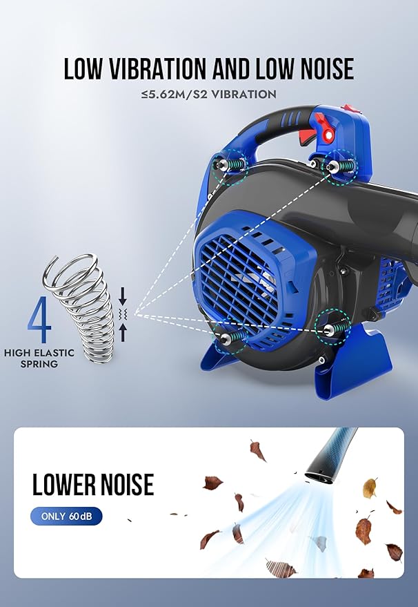 WILD BADGER POWER Leaf Blower,26cc Gas Powered Cordless 2-Cycle Engine for Lawn Care, 475CFM 165MPH Strong Air Flow for Leaf, Sand, Gravel and Snow, Light Weight 10.1 lbs