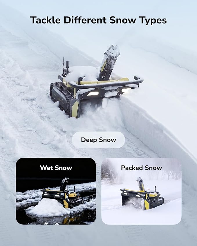 YARBO Snow Blower Robot, 24/7 Autonomous 2-Stage Robotic Snowblower Cordless with Modular Design, 6-40ft Throwing Distance, 12" Cleaning Height, Auto-Mapping, AI Vision & RTK GPS for Navigation