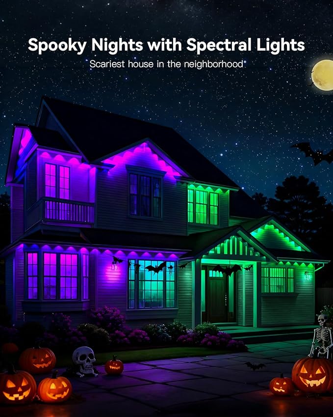 Ollny 100FT 60LED Permanent Outdoor Lights, APP Control RGB Outdoor Lights 100 Scene Modes with Remote, DIY Music Modes Christmas Light for Holiday Xmas Halloween Decorations