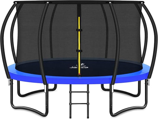 Trampoline 8FT 10FT 12FT 14FT 15FT 16FT, Recreational Trampolines with Enclosure Net and Ladder, Outdoor Anti-Rust Trampolines for Kids and Adults, ASTM Approved