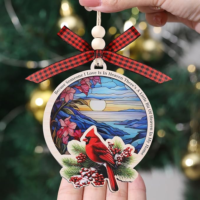 Tesuivra Cardinal Christmas Ornaments for Christmas Tree Decor - Red Cardinal Keepsake Decorative Hanging Ornament - Memorial Gifts for Loss of Loved One