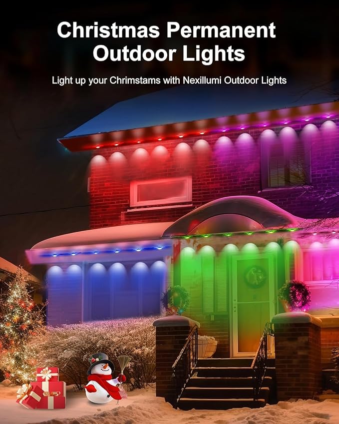 Permanent Outdoor Lights, Smart Outdoor LED String Lights,Christmas Lights RGB Color Changing, Scene Modes, IP67 Waterproof, App Control,Holiday, Party,Christmas Decorations