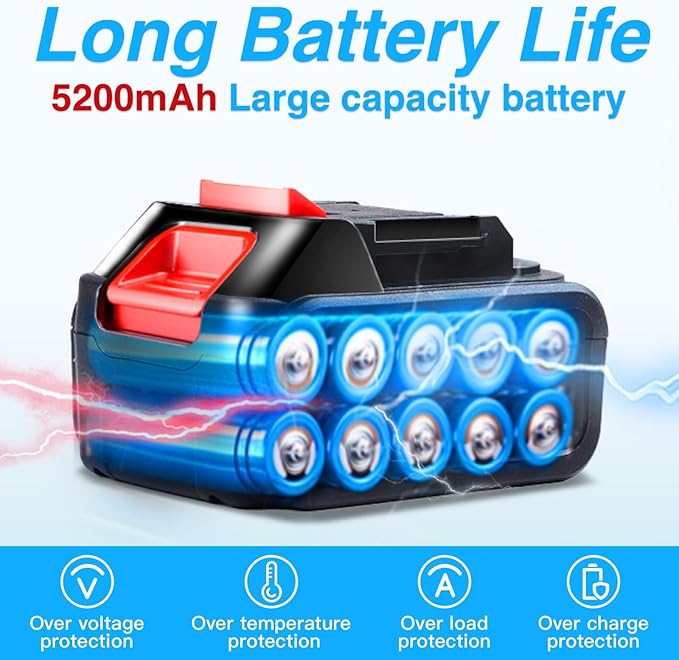 Mini Chainsaw Cordless 8 Inch with 2x 5200mAh Batteries, Portable Electric Chain Saw, Automatic Oiler, Battery Powered Small Handheld Saw,Trees Branches Trimming, Wood Cutting (Blue)