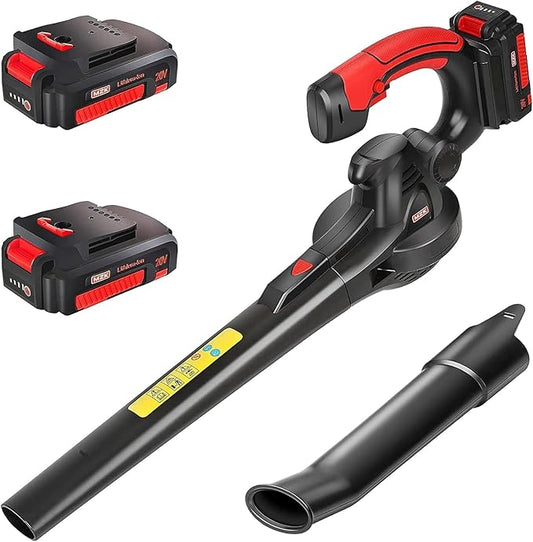 MZK Cordless Leaf Blower,20V Battery Powered Electric Blower for Lawn Care, Electric Lightweight Leaf Blower for Blowing Leaves, Patio Cleaning and Dust(2 * 2Ah Battery & Charger Included),LF40D13