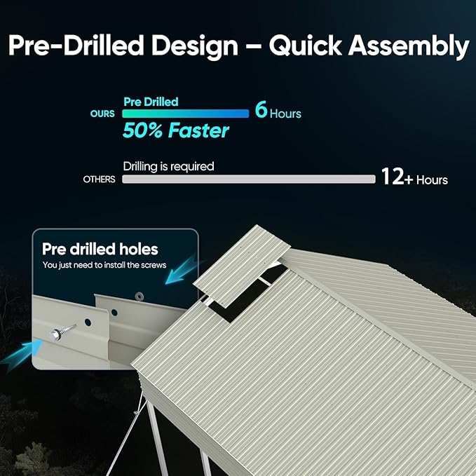 Quictent Heavy Duty 13x26 FT Vertical Roof Metal Carport, Pre-Drilled All Weather Car Shelter for RV, Vehicles & Farm Equipment