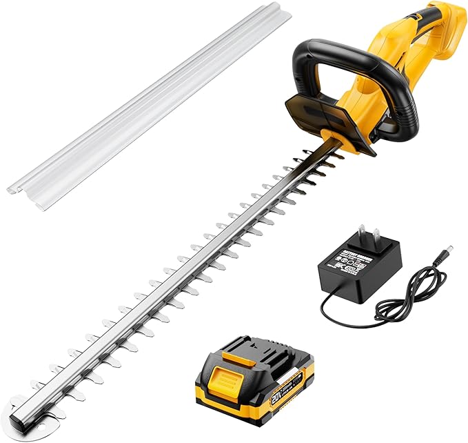 EWORK 20V Cordless Hedge Trimmer 22-Inch Electric Bush Trimmer, 5/8 Cutting Capacity, Battery Powered Lightweight Handheld Shrub Trimmers with Battery and Charger for Garden, Yard