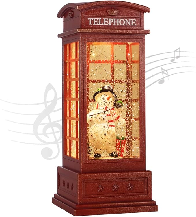 Christmas Snow Globe Lantern Christmas Decorations, Xmas Gifts Christma Vintage Home Decor Indoor,Sparkling with Music 6H Timer, Holiday Party Gifts (Christmas Snowman)