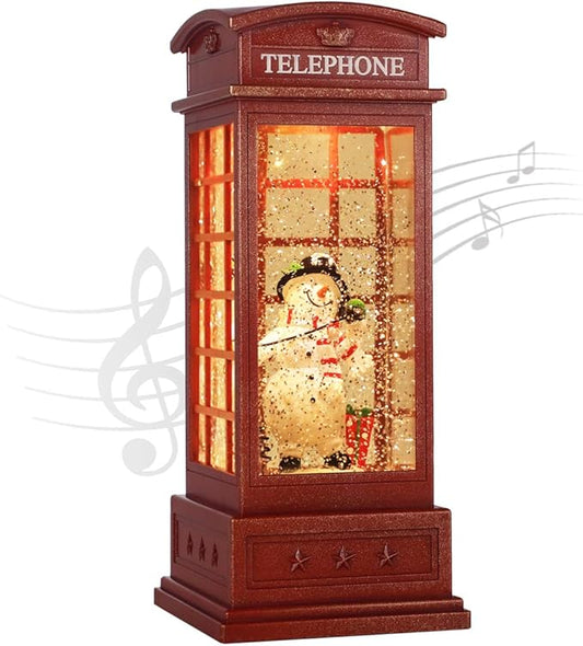 Christmas Snow Globe Lantern Christmas Decorations, Xmas Gifts Christma Vintage Home Decor Indoor,Sparkling with Music 6H Timer, Holiday Party Gifts (Christmas Snowman)