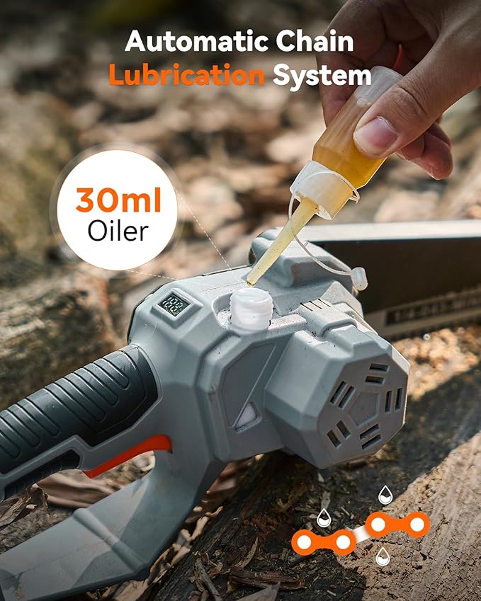 8-Inch Mini Chainsaw Cordless, Brushless Motor, 2¡¿2000mAh Batteries, Lightweight Handheld Electric Chain Saw for Cutting Thick Branches, Tree Trimming, Wood Cutting, Easy to Use & Maintain