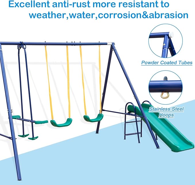 Stand Swing Set Heavy Duty Metal Frame, Extra Large A-Frame Swing Stand for Kids Indoor Outdoor Activity Backyard Playground (5 Seats)