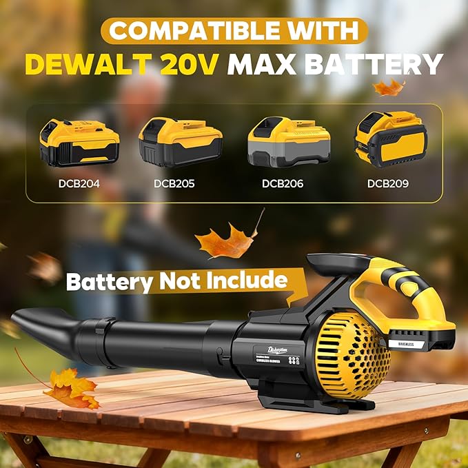 Cordless Leaf Blower Compatible with Dewalt 20V MAX Battery (NO Battery), 710 CFM/180 MPH Brushless Electric Leaf Blower with Shoulder Strap, 3-Speed Modes, Handheld Blowers for Lawn Garden Yard Care