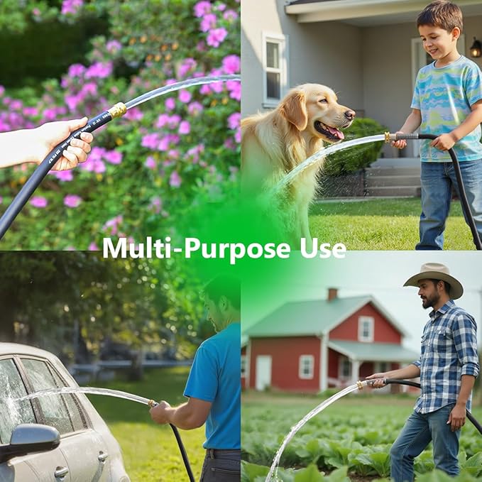 Leader Garden Hose 10ft x 5/8, Heavy Duty Short Water Hose, Male to Female Fittings, Five Layered Braiding for Durability, 1000PSI Burst, 200PSI Working (Black)