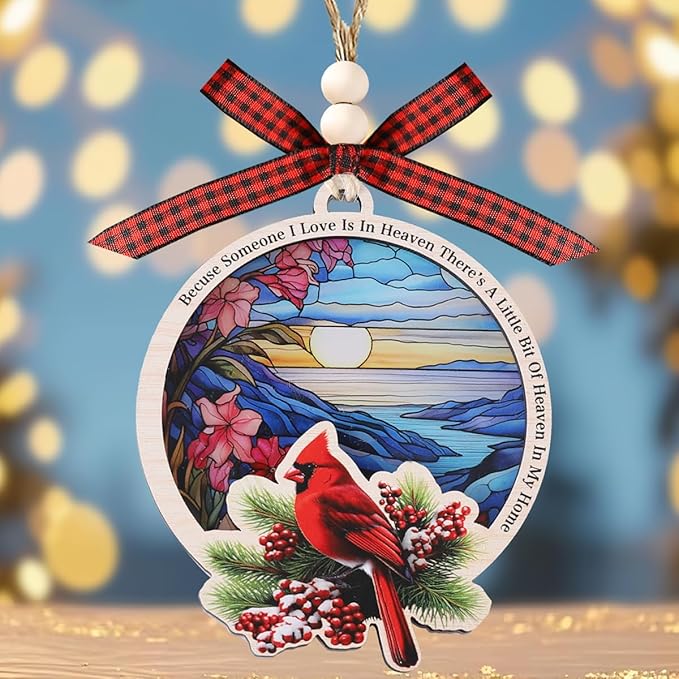 Tesuivra Cardinal Christmas Ornaments for Christmas Tree Decor - Red Cardinal Keepsake Decorative Hanging Ornament - Memorial Gifts for Loss of Loved One
