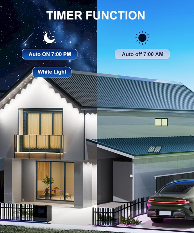 200Ft Permanent Outdoor Lights for House, RGB Halloween House Light Outdoor with Remote APP Control,IP67 Waterproof for Outside Decorations，Eaves Lights for Christmas, Holiday, Party, Daily