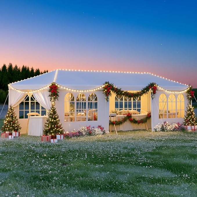 2025 Upgraded 10x30 Party Tent, Outdoor Tents for Parties, Wedding, Birthday, Large Canopy Tent with 8 Sidewalls and Transparent Windows, White Event Gazebo Tents for Backyard, Garden, Patio