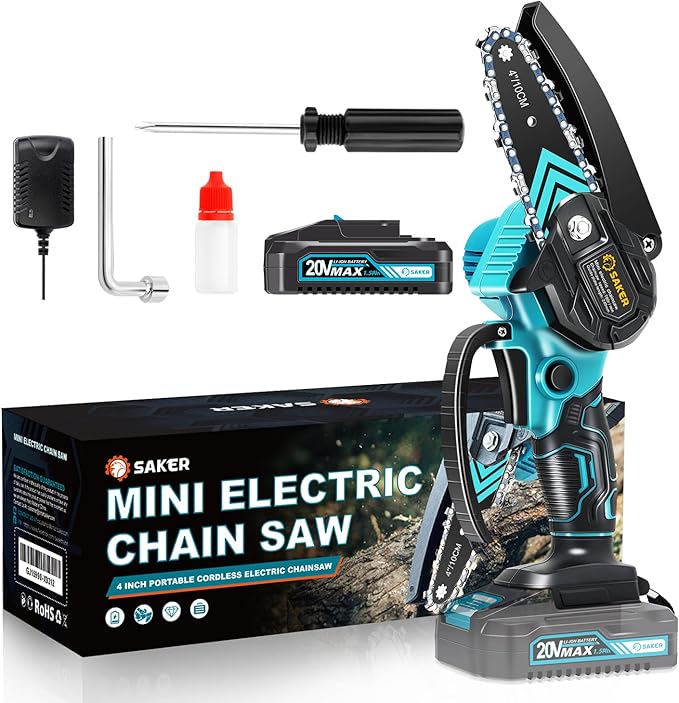 Saker Mini Chainsaw,Portable Electric Chainsaws Cordless,Handheld Chain Saw Pruning Shears Chain Saws for Tree Branches,Courtyard,Household and Garden,Valentine's Day Gifts for Men Dad Husband Women