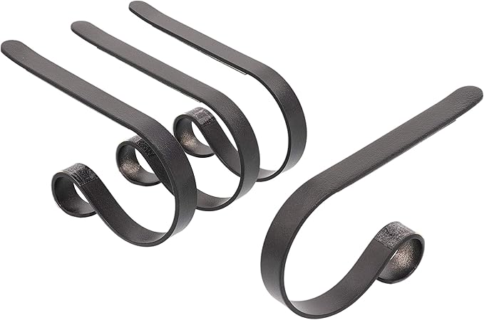 Haute Decor The Original MantleClip Stocking Holder- 4 Pack (Matte Black) - Hang Christmas Stockings Safely and Securely from Mantels Up to 3 Inches Thick