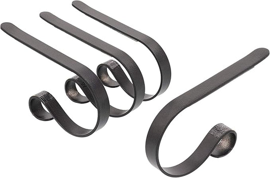 Haute Decor The Original MantleClip Stocking Holder- 4 Pack (Matte Black) - Hang Christmas Stockings Safely and Securely from Mantels Up to 3 Inches Thick