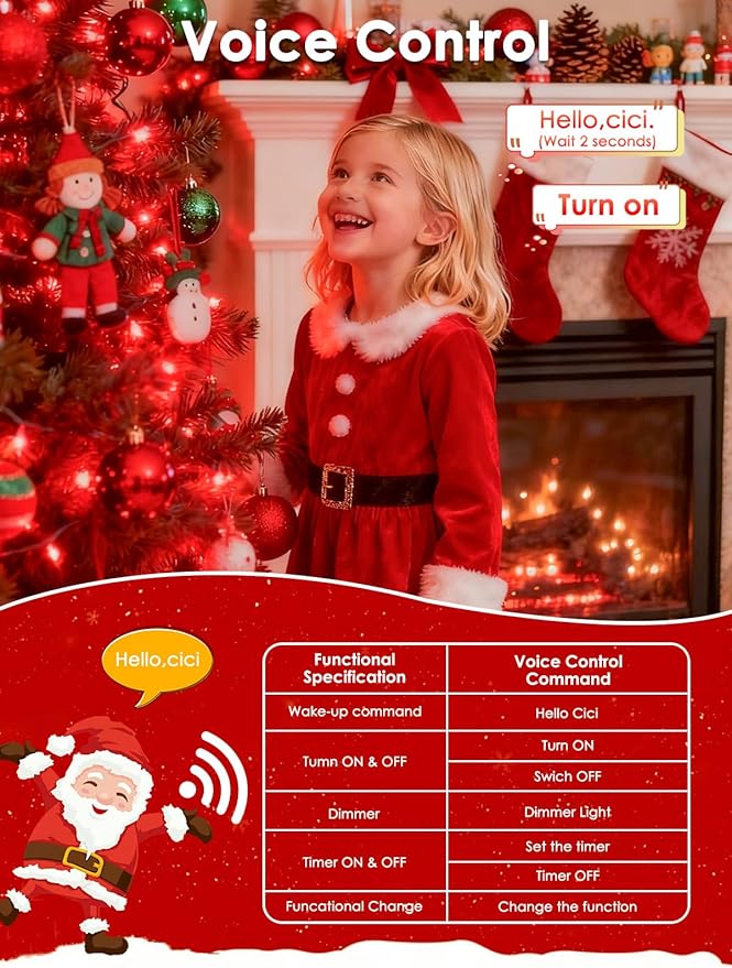 Voice Control Connectable 2PK 164FT 400LED Christmas String Lights Indoor Outdoor with Remote | Smart Twinkle Fairy String Lights 12 Modes & Timer for Xmas Tree Decor (Red)