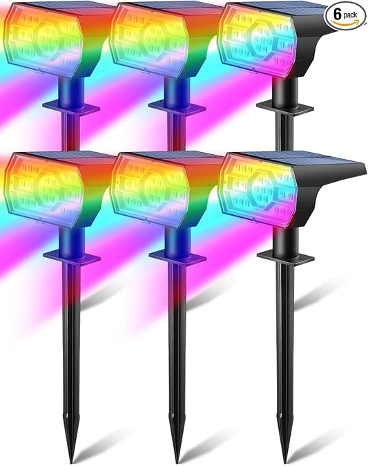 Solar Multicolor Lights Outdoor, 7 Lighting Modes Solar Light Outdoor Waterproof IP68, Color Changing RGB Powered Christmas Lights Outdoor for Garden Yard Patio Landscape Christmas Decorations